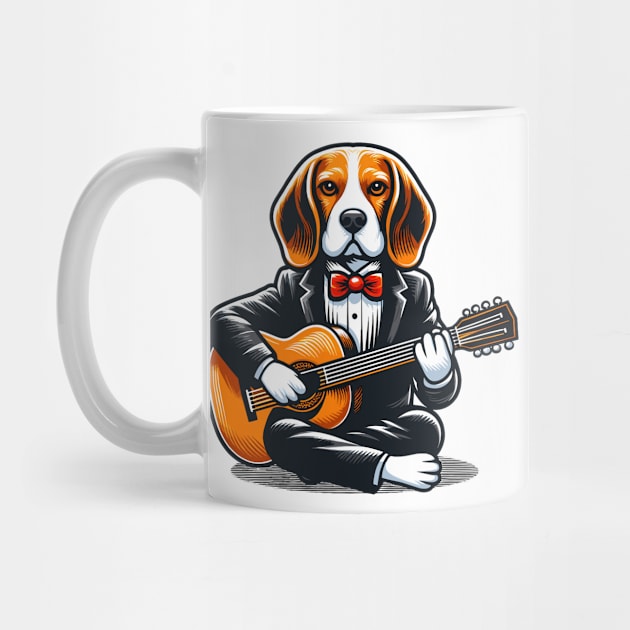 Beagle Playing Guitar by Graceful Designs